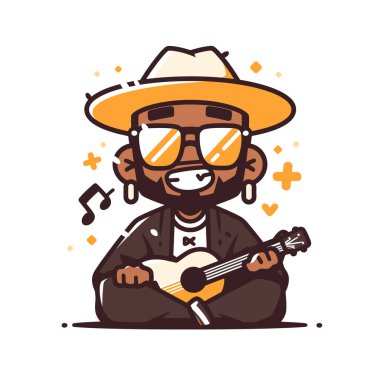 Ukulele ile Karikatür Müzisyeni