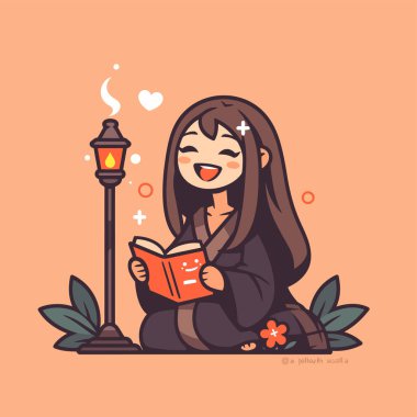 Lambanın Altında Okuyan Sevimli Anime Kız