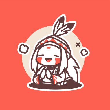 Sevimli çizgi film Amerikan yerlisi karakter çıkartması