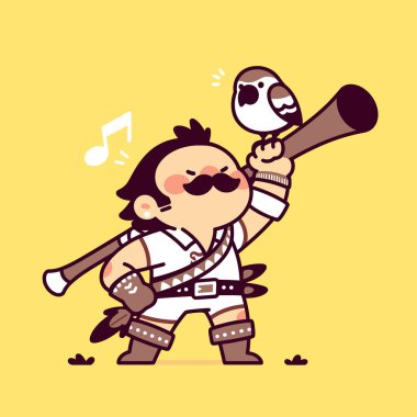 Kuşlu ve Boynuzlu Neşeli Avcı