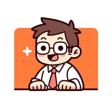 Kırmızı kravatlı karikatür işadamı.