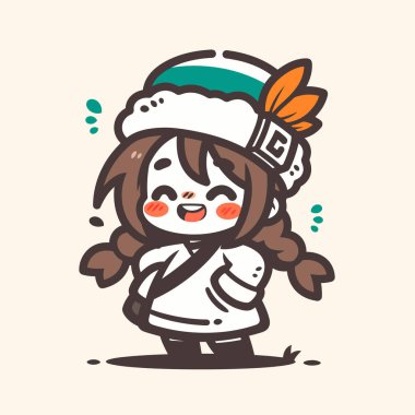 Şirin Chibi Karakteri Örgü ve Şapkayla Gülümsüyor