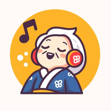 Yaşlı Kadın Kulaklıkla Müzikten Hoşlanıyor