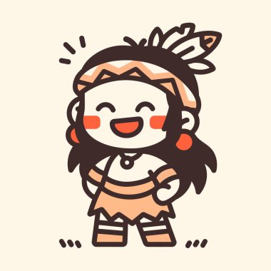 Şirin Çizgi film Amerikan Yerlisi Gülümseyen Kız