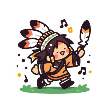 Mutlu Yerli Amerikan Çizgi Film Karakteri Dansı