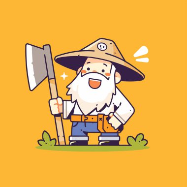 Balta ve Hasır Şapkalı Mutlu Oduncu Çizgi Filmi