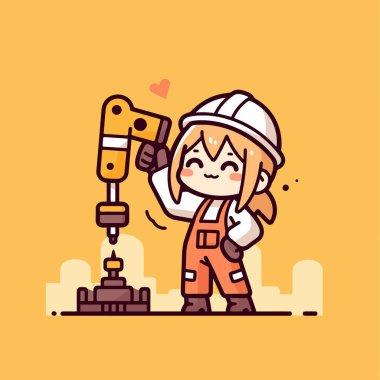 Matkap Ucu Çizgi Filmi Olan Mutlu Kadın Mühendis