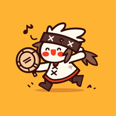 Neşeli Çizgi Film Davulcusu Neşeyle Koşuyor