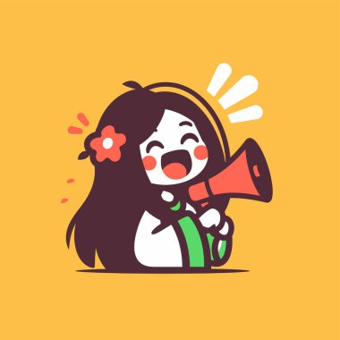 Megafonlu tatlı bir kız bir şey duyuracak.