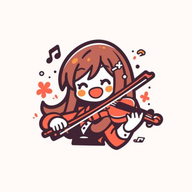 Sevimli çizgi film kemancısı Müzik Çalıyor