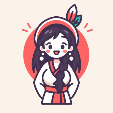 Amerikan yerlisi bir kadının karikatür çizimi