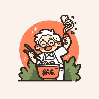 Mutlu Erişte Şefi Lezzetli bir kase Ramen hazırlıyor.