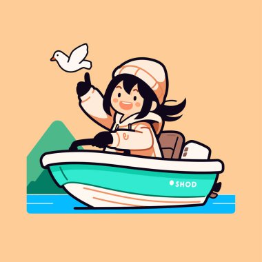 Teknede bir kız ve bir kuş