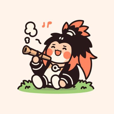 Şirin Çizgi Film Karakteri Tuhaf Biçimli Flüt Çalıyor