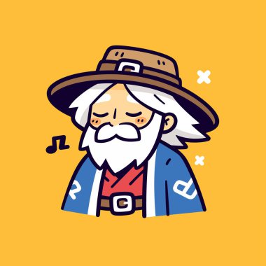 Neşeli bilge yaşlı bir adam şarkı söylüyor