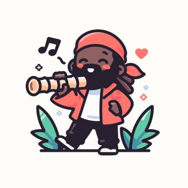 Mutlu çizgi film Rasta Flüt Çalıyor