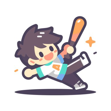 Çizgi film Beyzbol Oyuncusu Sopayı sallıyor