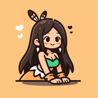 Chibi Amerikan Yerlisi Gülümseyen Kız