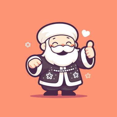 Asyalı şirin Noel Baba Başparmağını kaldırıyor