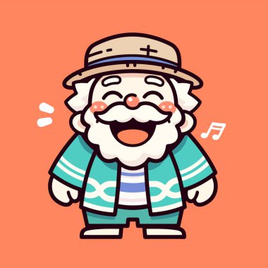 Mutlu Çizgi Film Yaşlıları Yazın Giyiniyor