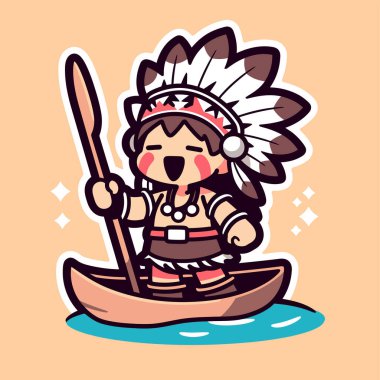 Kanoda Amerikan Yerlisi Çizgi Filmi