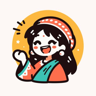 Geleneksel Giyinen Neşeli Hintli Kadın