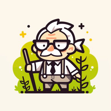 Yaşlı adam gözlük takıyor.