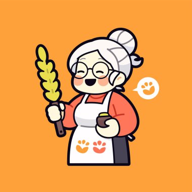 Elinde havuç olan sevimli bir kedi karakteri.