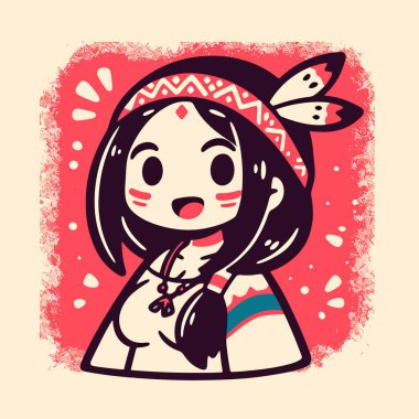 Geleneksel kostümlü mutlu kız. vektör illüstrasyonu.