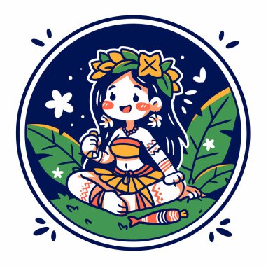 Çiçekli kimonolu kız.