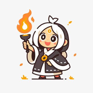 Çin ateşi kostümlü tatlı kız.