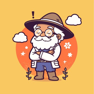 Çizgi film dedesi şapka vektör çizim grafik tasarımı ile