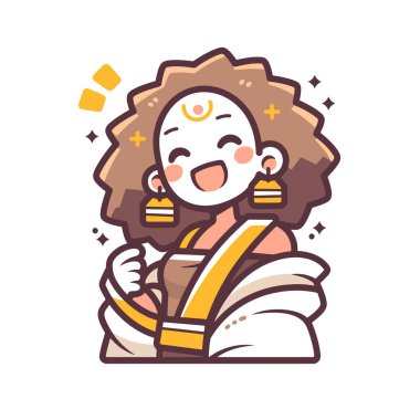 Gülümseyen mutlu kız. vektör düz illüstrasyon.