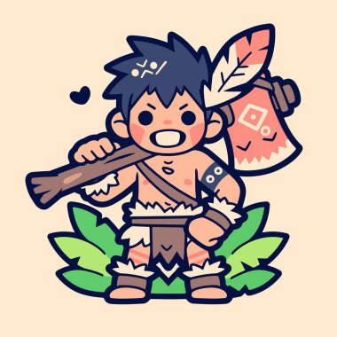 Oklu geleneksel Japon karakterinin vektör karikatürü.