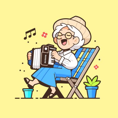 Sunny Garden 'da Akordiyon Çalan Yaşlı Kadın