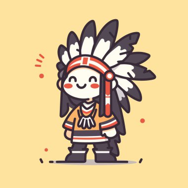 Chibi Yerli Amerikan Şef Çizgi Film Çizimi