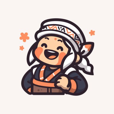 Geleneksel Giyimde Gülümseyen Dayak Karakteri