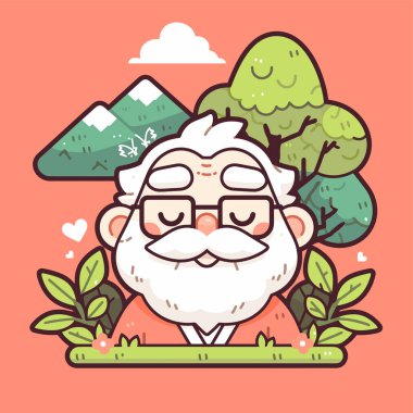 Huzurlu yaşlı adam doğanın güzelliğinin tadını çıkarıyor.