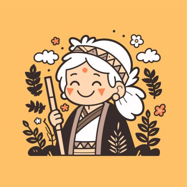 Bambu Kadrolu Çekici Tayvanlı Aborjin Kız