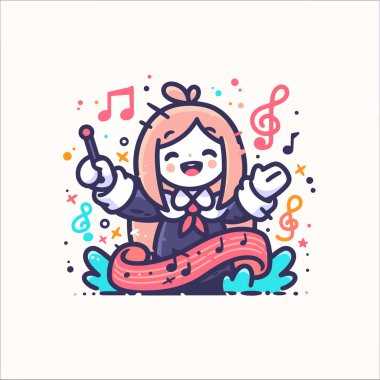 Bir Müzikal Performans Yöneten Çizgi Film Şefi