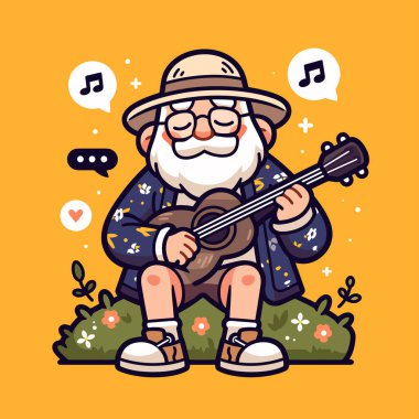 Joy ile Ukulele Çalan Yaşlı Müzisyen