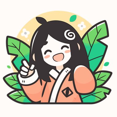 Huzurlu Anime Kız ve Çiçek Elementleri