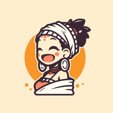 Saçını örten ve gülümseyen yüzlü tatlı Afrikalı kadın.