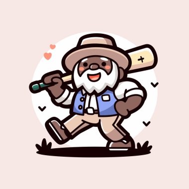 Dost canlısı Beyzbol Maskotu Çizgi Filmi