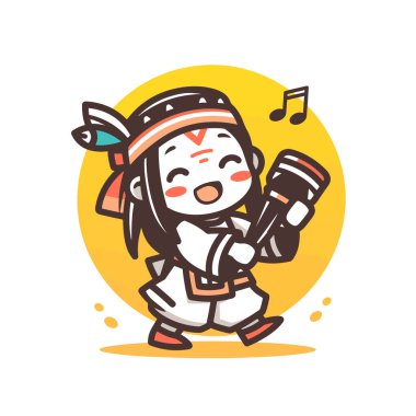 Neşeli Yerli Amerikan Çizgi Filmi Davul Çalıyor