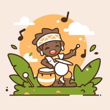 Neşeli Çizgi Film Davulcusu Müzik Çalıyor