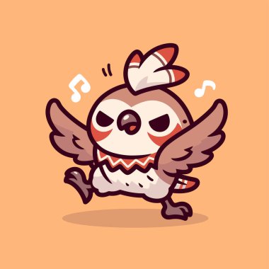 Sevimli Baykuş Çizgi Filmi Neşeli Dans ve Müzik Notaları