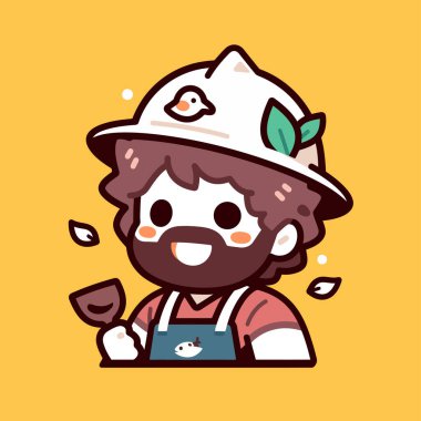 Çizgi film bahçıvanı Kürek ve Gülen İfadesiyle