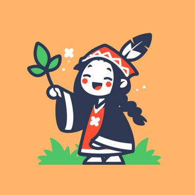 Mutlu Amerikan Yerlisi Tutulan Kız Yaprakları