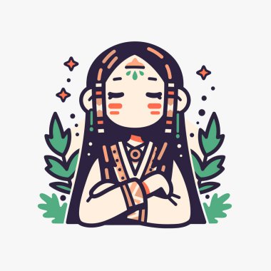 Gizemli Süsleri olan Chibi Yerlisi Kadın